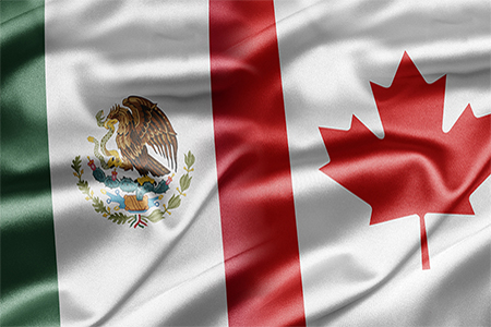 Mexico and Canada flags