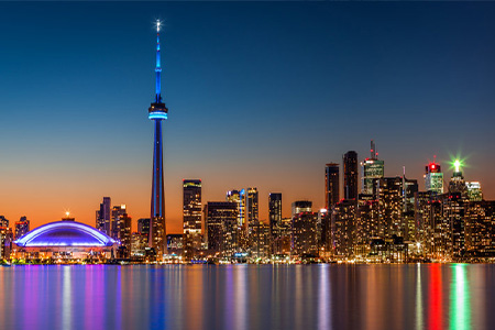 Toronto skyline behind water