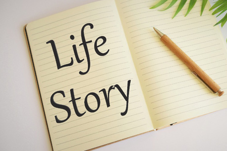 Life Story text written in Notebook.Business photo text your life story events actions or choices yo