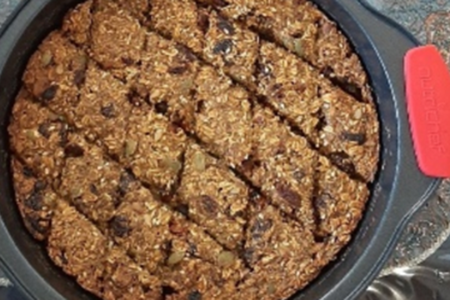 cookie in pan, cut into diamonds