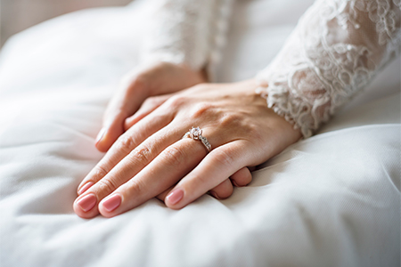 Beautiful Bride Showing Engagement Wedding Ring