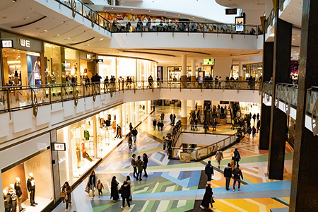 shopping mall - 3 floors full of people 