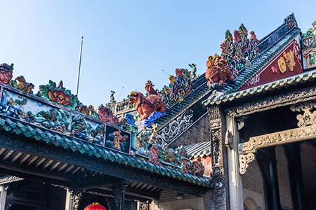 Colorful architecture of the Chen Clan Ancestral Hall in Guangzhou, Guangdong, China