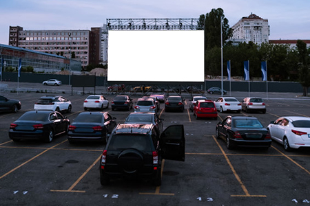 cars at a drive-in movie