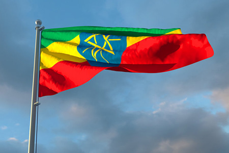 Flag of Ethiopia waving