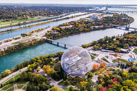 Aerial view of montreal in fall season, quebec, canada