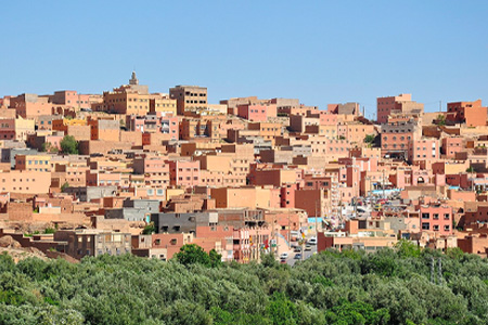 Arial shot of a city in Morocco