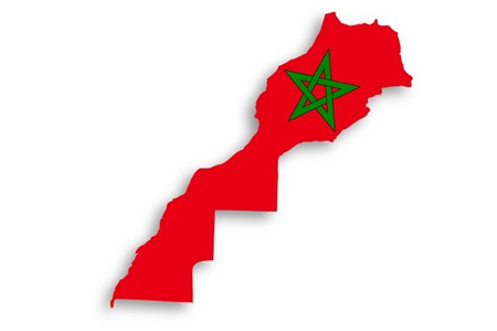 Morocco map with flag inside