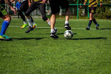 soccer players in game. amateur league in moscow.
