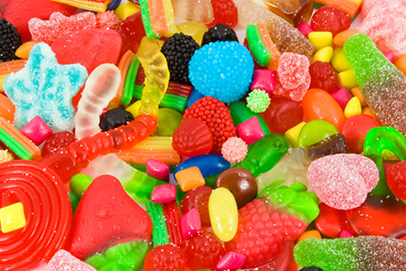 Close view of a collection of multicolored sweets