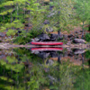 Canoe on the Lake Shore in Algonquin Park at High Falls