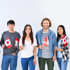 Group of students with Canadian flags on light background