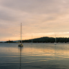 sailboats on the harbor during sunset