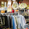 Scenes from a local Australian op-shop (thrift store) full of recycled clothes, homewares and books.