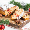 Stollen traditional Christmas fruitcake with dried fruit and nut