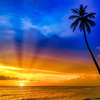 a striped high lighthouse stands on the shores of the Caribbean Dominican Republic for the safety of