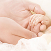 Baby Hand, Mother Hold New Born Child, Parent Touch Small Newborn Kid, Family Help Care Concept