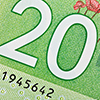 Extreme Closeup of New Polymer Twenty Dollar Bills