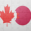 puzzle with the national flag of canada and japan. concept