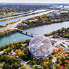 Aerial view of montreal in fall season, quebec, canada