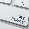 my story written on keyboard