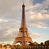 Eiffel Tower with boat in Paris, France