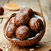 Raw vegan peanut butter oat coconut cacao balls
