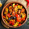 baked vegetables in bowl on a table