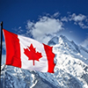 Canadian flag and beautiful mountain landscape (canada)