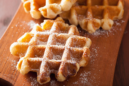 belgian waffles with icing sugar