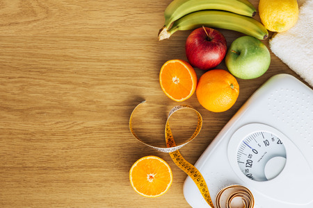 weight scale and healthy fruit