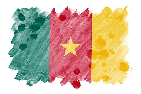 Cameroon flag is depicted in liquid watercolor style isolated on white background