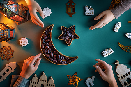 Festive greeting card, invitation for Muslim holy month Ramadan Kareem.