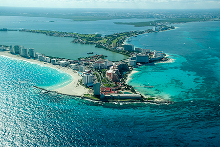 Aerial view of Cancun city, Mexico