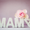 the word 'MAMA' stands beside a delicate pink rose