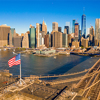 Aerial view of The beautiful Brooklyn Bridge in New York City, USA