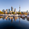 Toronto, Canada city skyline with Harbourfront at dawn on Lake Ontario