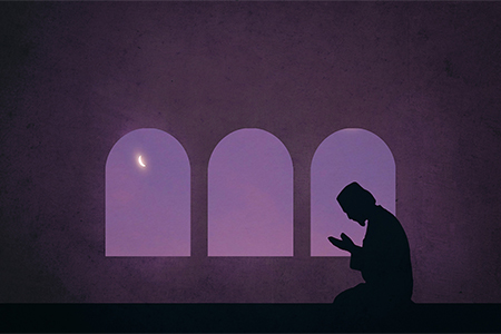 a silhouette of a person kneels in prayer, capturing a moment of reflection and devotion.