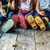 Group of kindergarten kids little farmers learning gardening