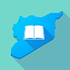 Illustration of a long shadow Syria map with a book