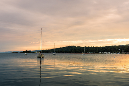 sailboats on the harbor during sunset