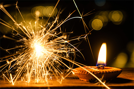 Indian Festival Diwali (sparkler firework and candle)