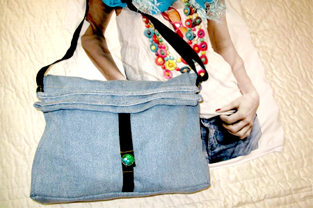 photo of denim purse