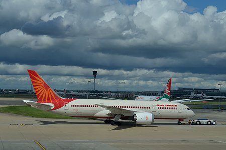 Air India Boeing Delhi Airport.