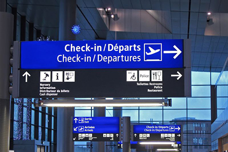departures sign at airport