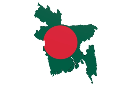 Map of Bangladesh in the colors of the national flag