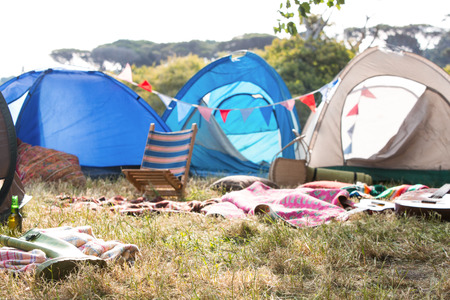 3 tents set up on grassy area