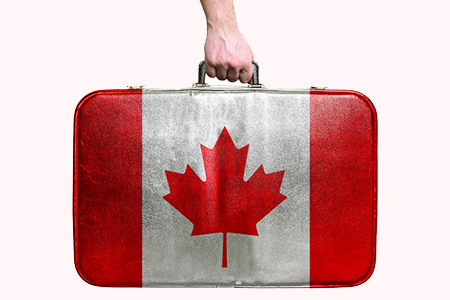 Suitcase with canada flag