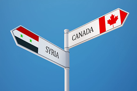 canada and syria flags