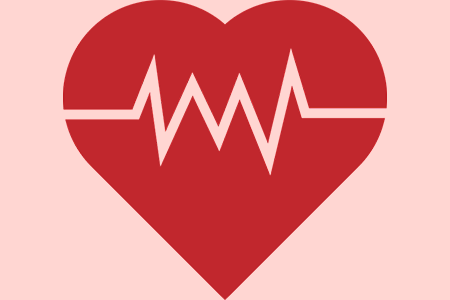 Red heart with cardiogram pulse through centre